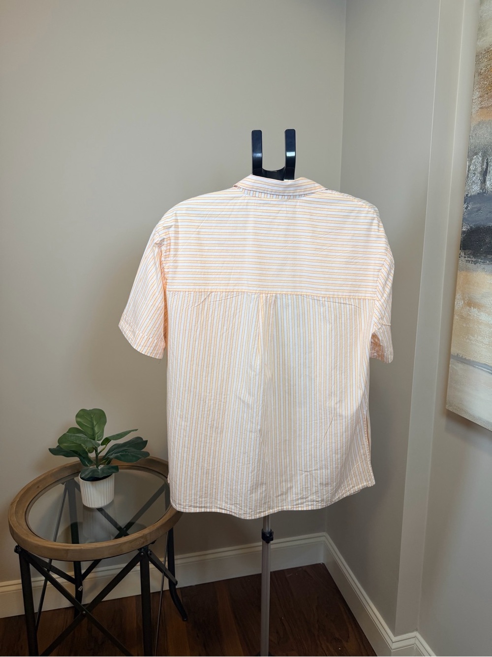 By Anthropologie Orange Striped Cotton Oversized Button Down Shirt - Picture 7 of 11
